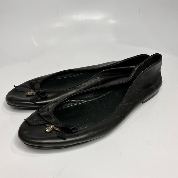 Fossil black leather ballet flats with bee charm pendant size 10 - Picture 3 of 7